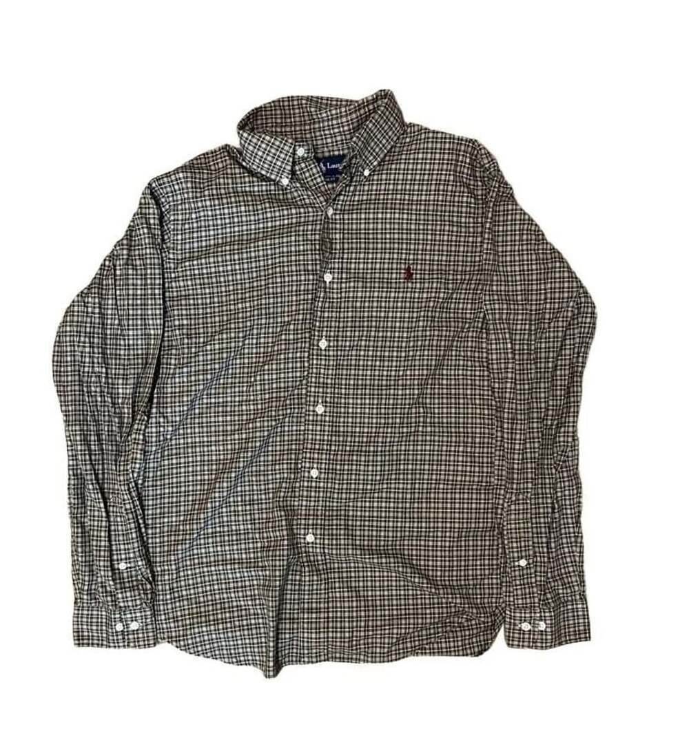 Ralph Lauren Classic Fit Shirt Size 16L Brown Plaid Button Up